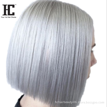 Highest Quality 10a Grade Ombre Dark Root 1B Grey Brazilian Hair Weave 4*4  Short Bob Virgin Human Hair Lace Front Wig